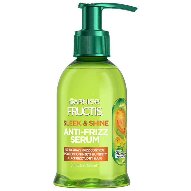 Front of Pack of Fructis Sleek & Shine Anti-Frizz Serum